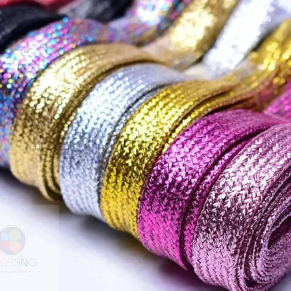 3 PAIRS Glitter Colorful Metallic Shoelaces Shoe Strings Flat Laces 43" - Picture 1 of 4